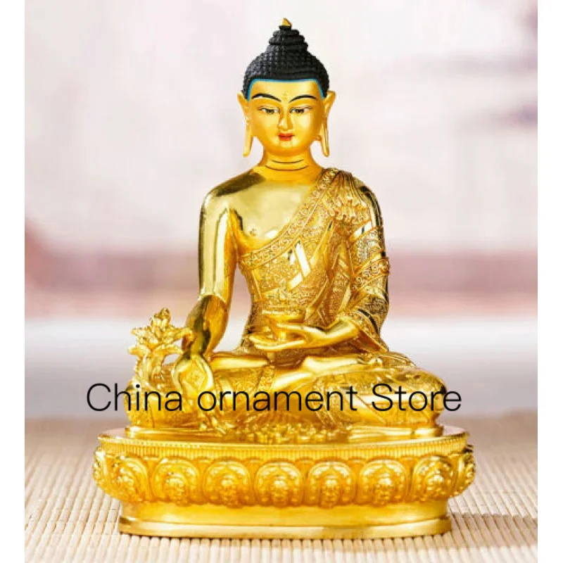 

Old Handpainted bronze Buddha statue gilt Amitabha bhagavan Bhaisajya