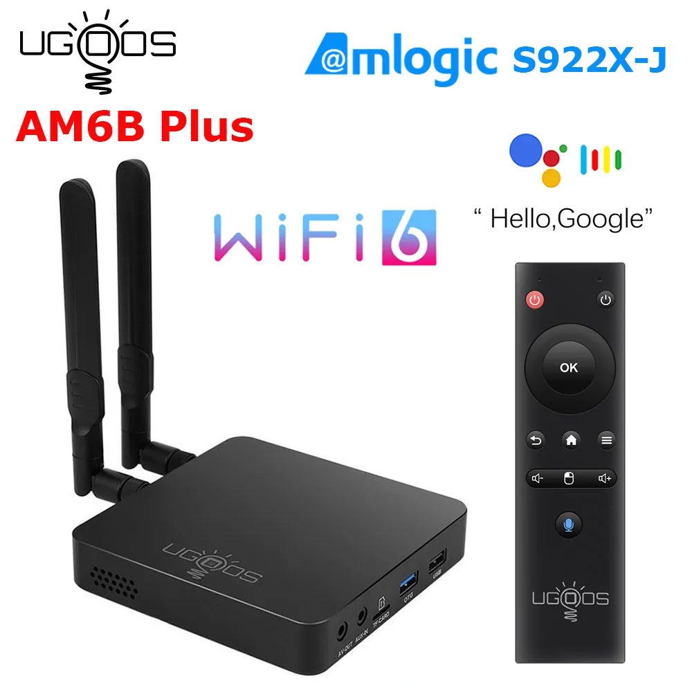 Ugoos Am6B Plus Tv Box Amlogic S922X-J Android 9.0 Ddr4 4Gb Ram 32Gb Wifi6 1000M Bt5.0 Ott 4K Am6 Plus Tvbox