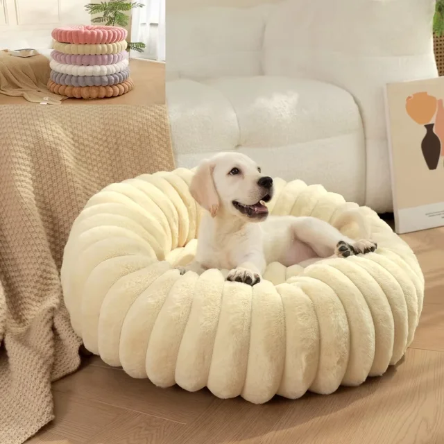 40-70cm Round Pet Bed for Dog Bed Super Soft Cat Bed Long Plush Dog House for Medium Dog House Winter Warm Sleeping 5