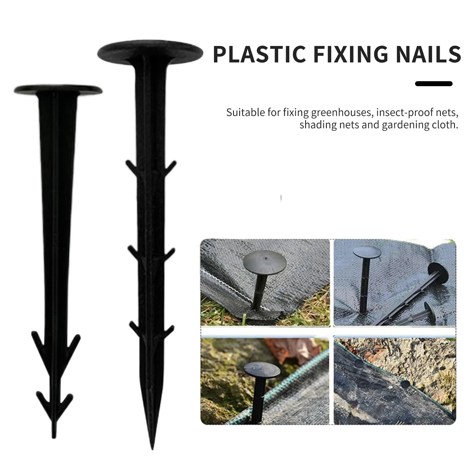 Ground Nail Film Fixed Garden Pegs 100pcs/set Greenhouse Film Weed Prevention Ground Cloth Sunshade Fly Net Plastic Fixed Pegs