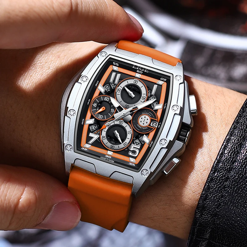 New Watch LIGE Chronograph Casual Fashion Watches for Men Sport Military Silicagel Calendar Wrist Watch Men Watch Relojes Hombre