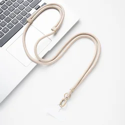 Universal Adjustable Phone Strap with Clip - Durable Crossbody Necklace Lanyard (Beige)