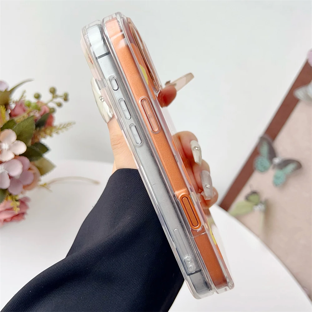Floral Magnetic Clear Phone Case with MagSafe Wireless Charging Compatibility