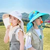 Kids Bucket Hat with Whistle Outdoor Cute UV Protection Beach Cap Boy Girl Summer Hat Breathable UV Protection 2