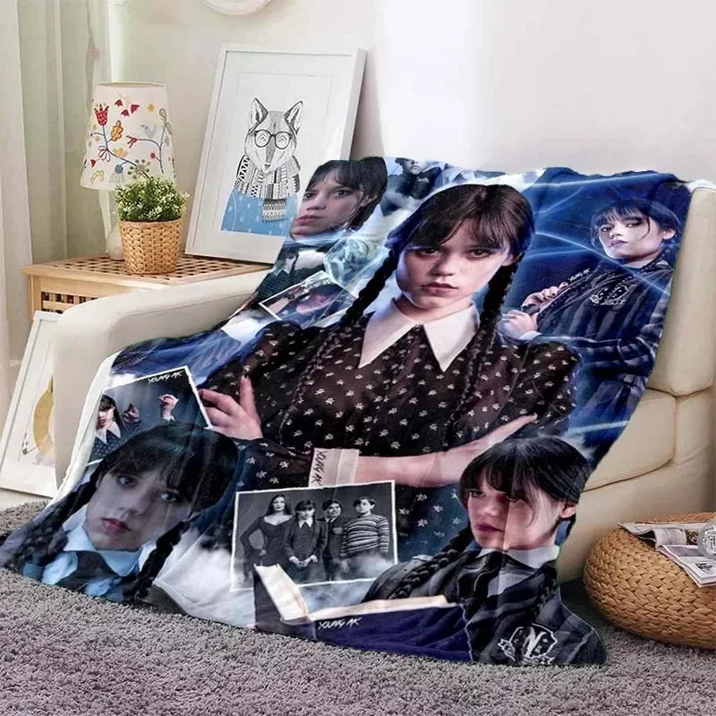 Wednesday Adams Blanket, Flannel Blanket, Sherpa Warm Blanket Children's Blanket Bedroom Sofa Picnic Outdoor Birthday Gift 3