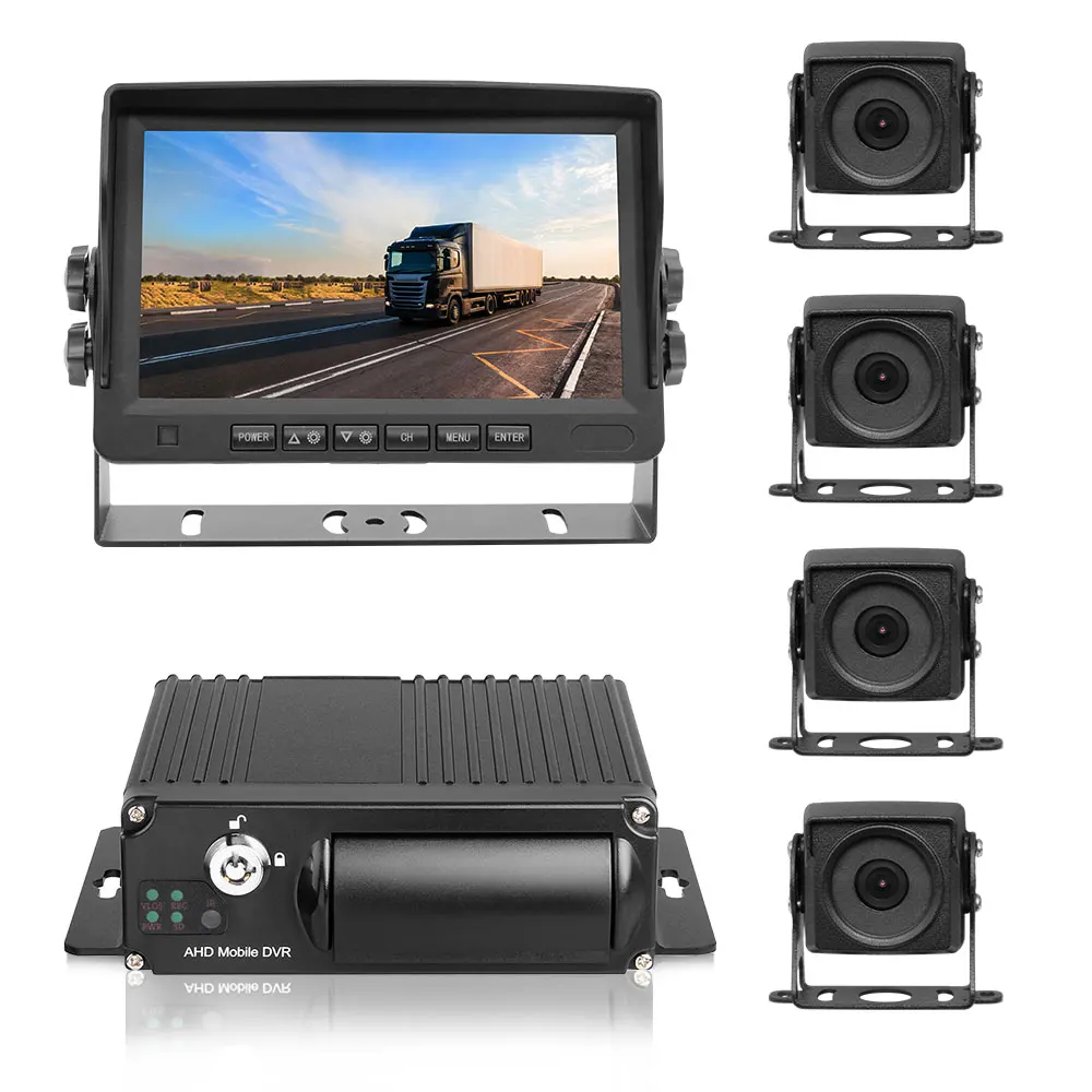 

4-канальный 1080P 256 ГБ мобильный видеорегистратор MDVR + резервная камера заднего вида спереди и 7-дюймовый монитор для грузовика школьного автобуса RVS автодома