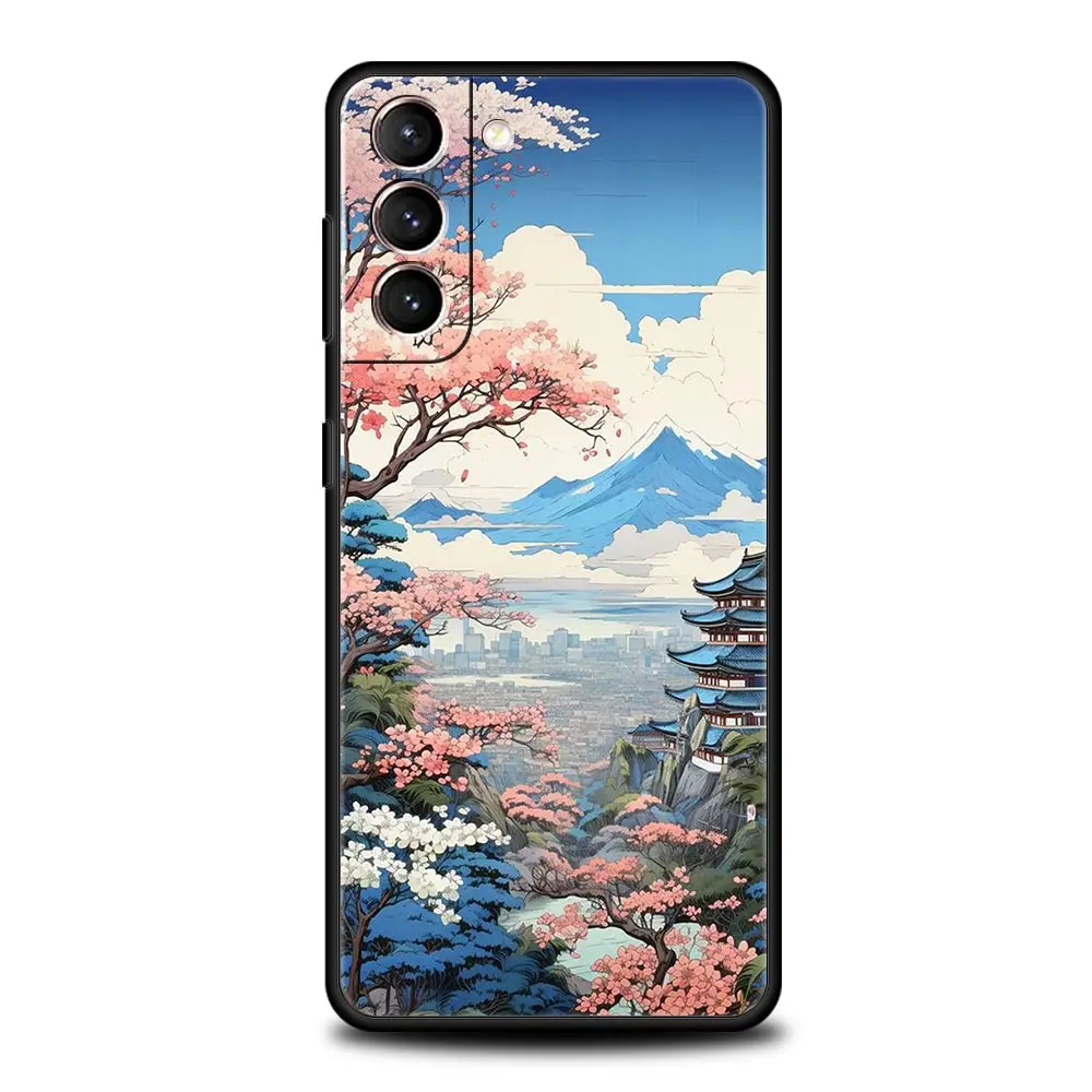 Japanese Landscape Soft Black Phone Case