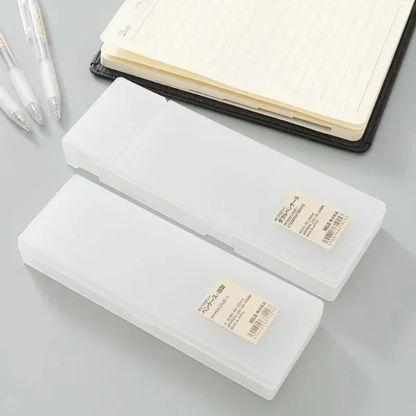 Transparent Pencil Case MUJIs Plastic Storage Box Kawaii Japan Frosted Simple Hard Stationery Office Kid School Student Gift,pencil cases,stationery box