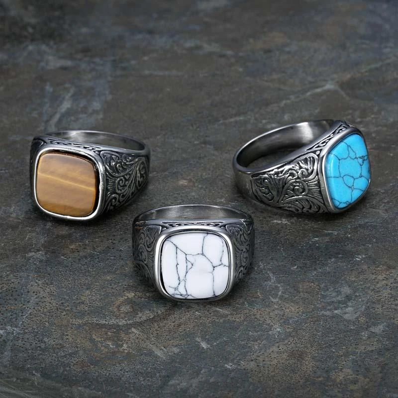Mens Stainless Turquoise Rings Men Rings Turquoise Stone Turquoise