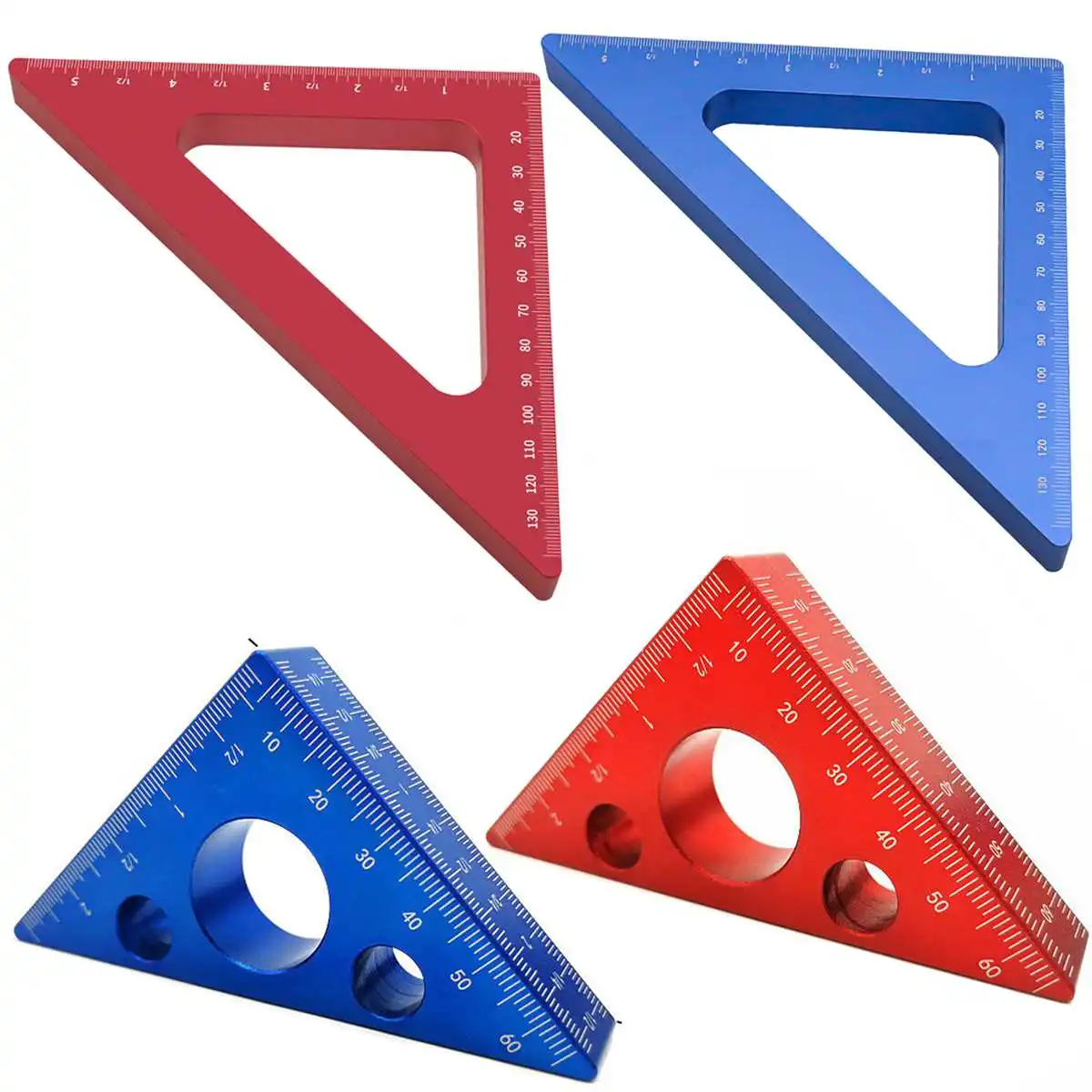 Carpenter Triangle Ruler 90 45 Degree Aluminum Alloy Angle Ruler Imperial Metric Scale Layout Square Woodworking Measuring Tool