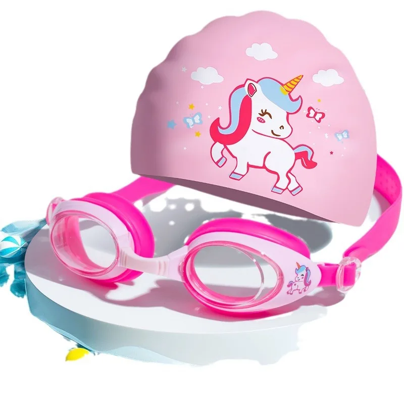 Swimming Goggles Children's Swimming Goggles Small Frame Waterproof Anti-fog HD Boys and Girls Swimming Glasses Cap Set Diving Equipment