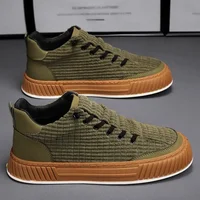 Autumn Men's New Breathable Canvas Shoes, Anti Slip and Wear-resistant Thick Soled Board Shoes, Versatile Casual Sports Shoes 1