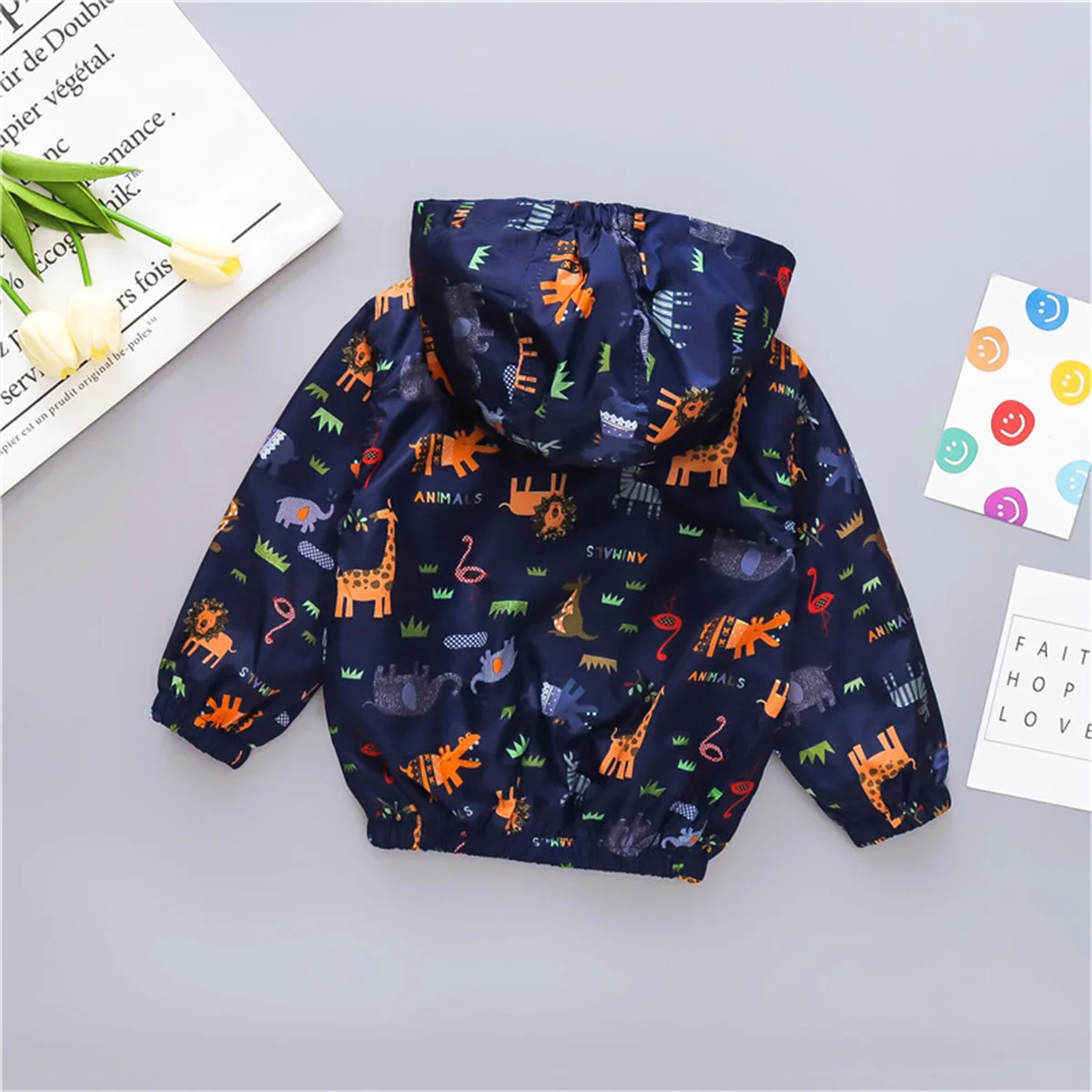 Children's outerwear for boys and girls Autumn baby giraffe jacket Children's hooded jacket top