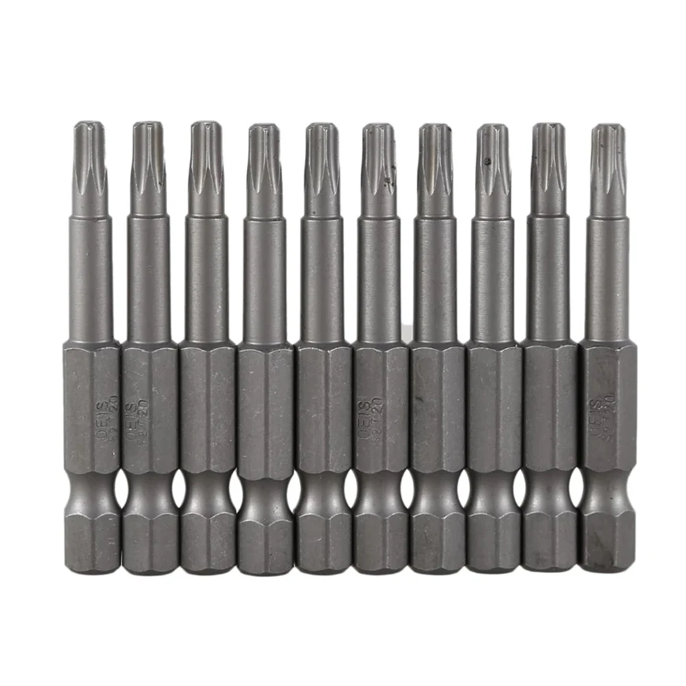 

10Pcs Hex Bit Driver Tamper Proof Security Drill Magnetic Bit Alloy Steel 50mm Long Torx Screwdriver Bit 6.35mm Hexagon Handle