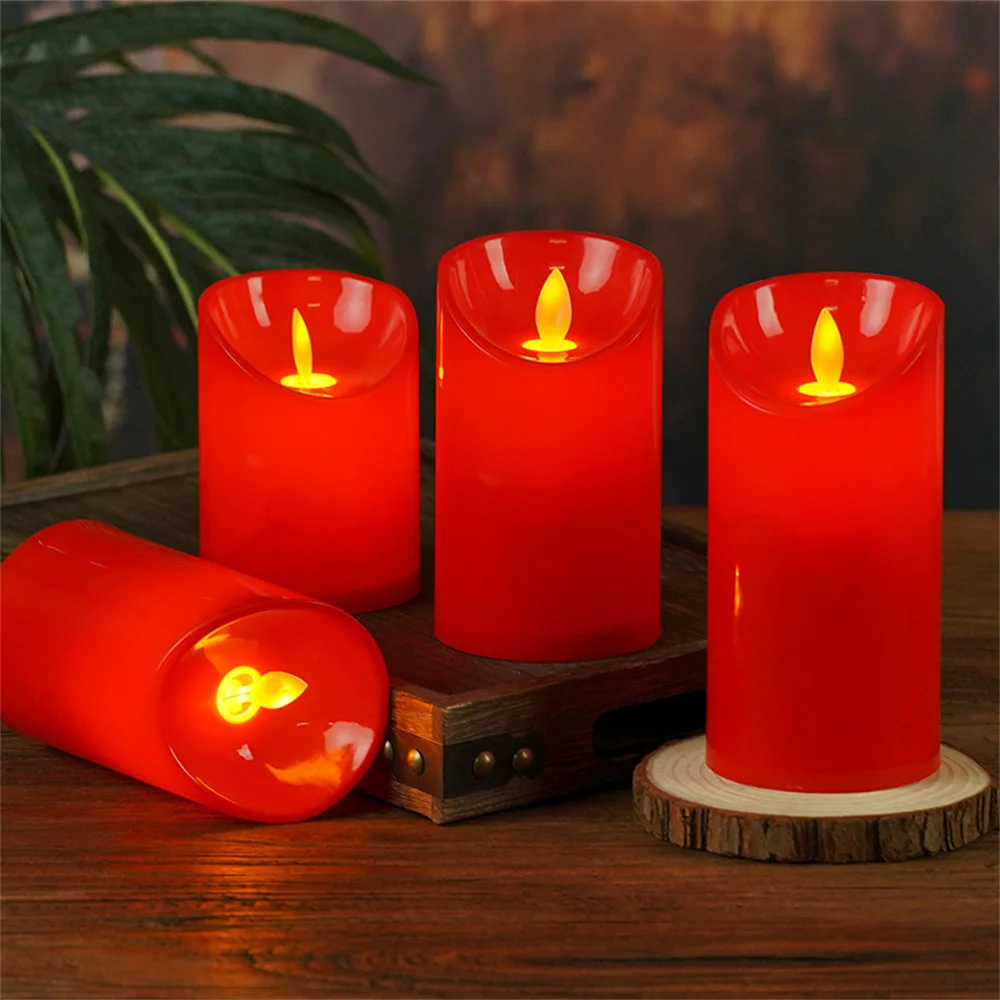 NewYearRedFlamelessCandleLightSafeBatteryOperatedCandleSetof