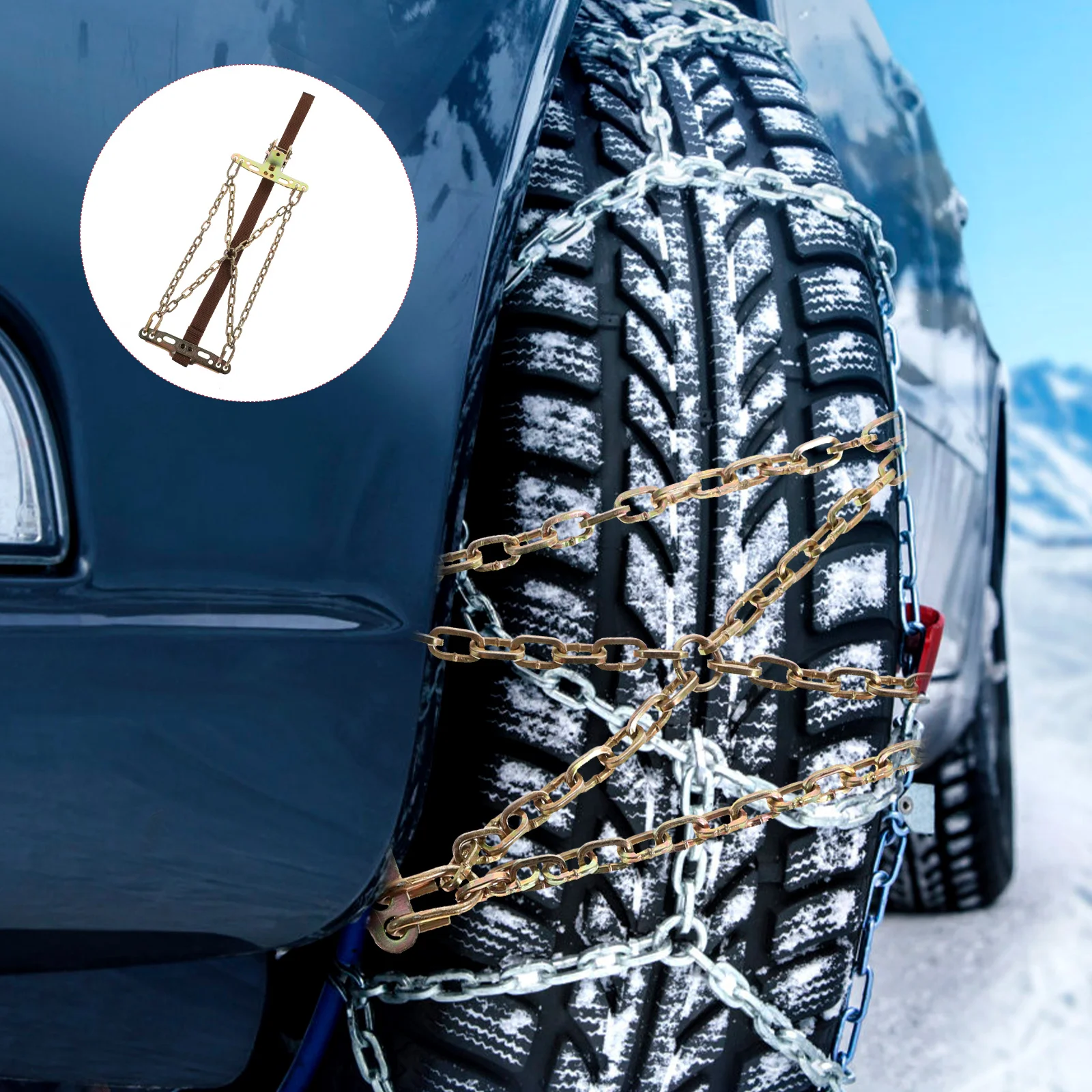 1pc Tire Antiskid Metal Snow Chain Wear-resistant Steel Tire Chain for Snow Road and Sand Road Anti-skid
