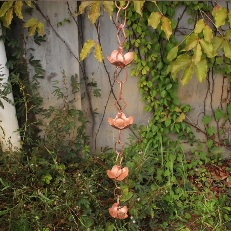 2.6m Handmade Copper Falling Water Rain Chain Copper Pendant Decoration