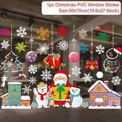 Festive Holiday Window and Wall Decorations - Merry Christmas & New Year Stickers (Red)