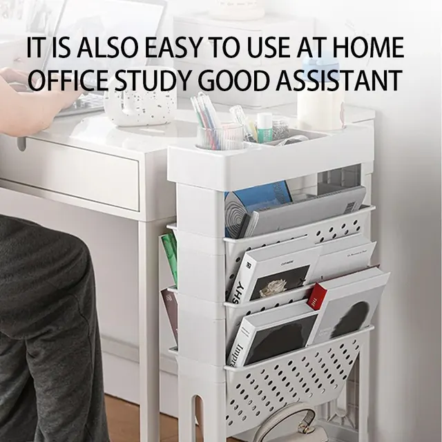 Estantería de almacenamiento, estante de ruedas laterales para mesa, estante de almacenamiento para piso extraíble, mesa de dormitorio de varios pisos, almacenamiento lateral, bastidores de almacenamiento de cesta - Image 6