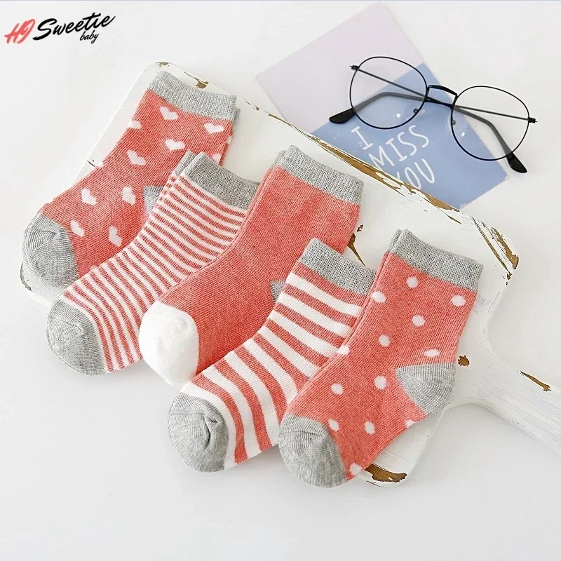 5Pairs Baby Socks Newborn Baby Boy Socks 0-1-3-7Y Kids Pure Cotton Animal Design Fadeless Soft Children's Socks for Girls 6