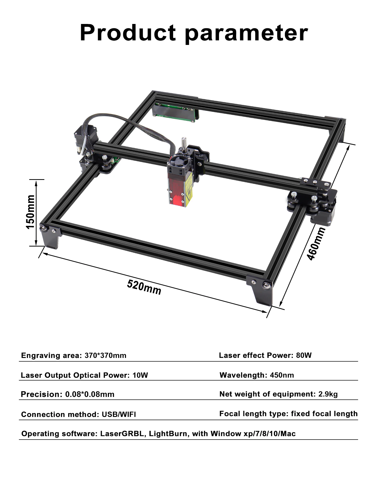 ZBAITU Laser Engraver Cutter, 80W Laser Engraving Cutting Machine, High Power Laser Module with Air Assisted/Wifi Offline wood saw machine