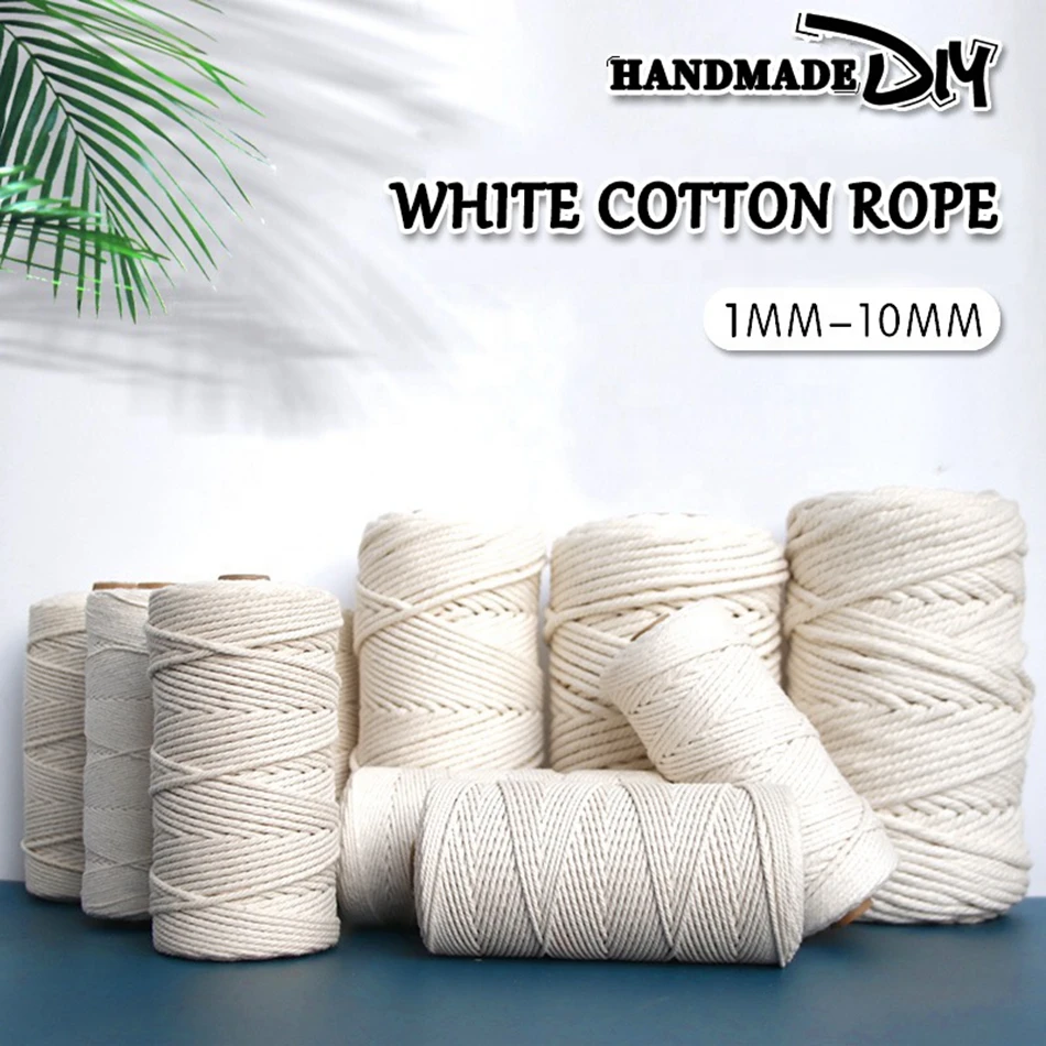 Natural Cotton Macrame Cord 1/2/3/5/8/10mm Rope Ribbon String Sewing DIY Handmade Thread Twine Weave Home Accessories Decoration