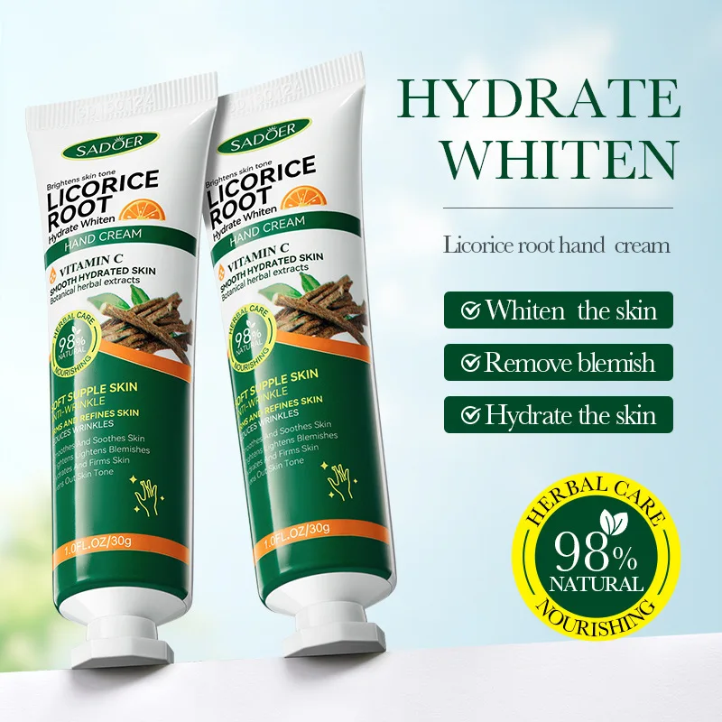 SADOER Vitamin C Licorice Hand Cream Skin Whitening Moisturizing Hydrating Anti Wrinkles Anti-aging Hands Skin Care
