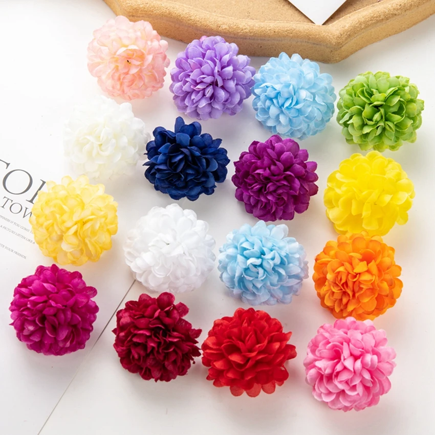 50 Stück künstliche Hortensien für Hochzeit, Garten, Heimdekoration, Weihnachtsfeier, DIY-Süßigkeitsschachtel, Sammelalbum, rosa Kugel, Chrysantheme