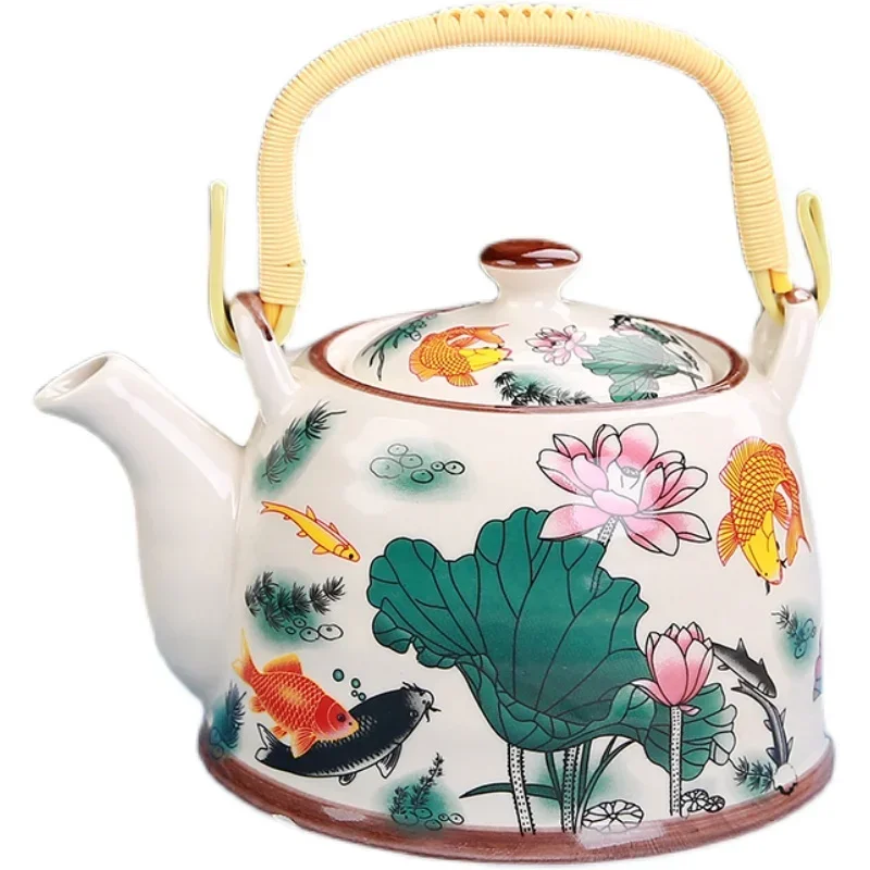 900ML Ceramic Teapot China Porcelain Large Capacity Kettle With Filter Screen Water Pot Jingdezhen Ware Cups for Restaurant