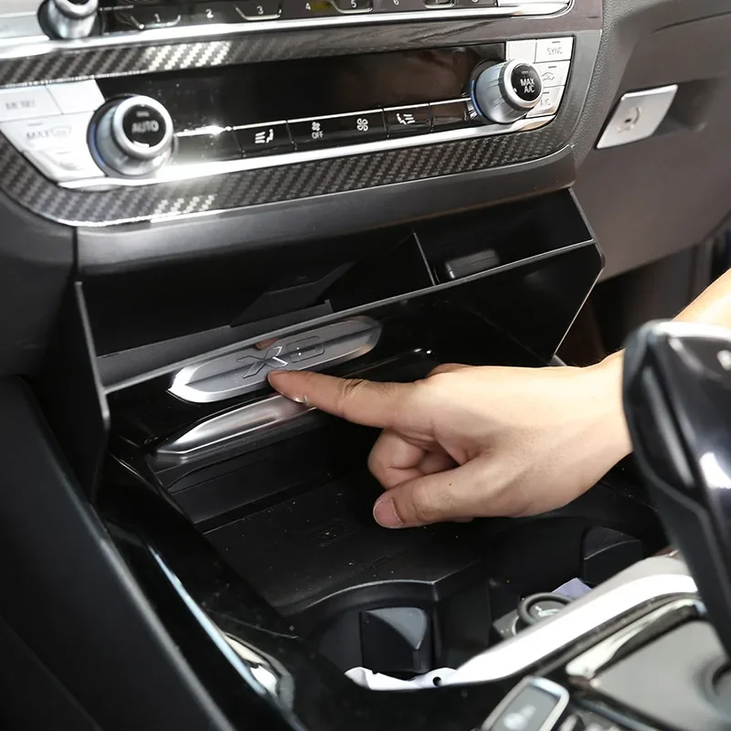 For BMW X3 X4 G01 G02 2018-2022 ABS Black Car Central Control Storage Box Phone storage Sundries box Car Accessories