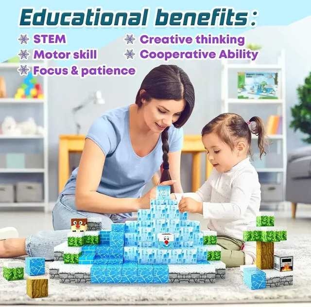 Magnetic Blocks Minecraft Magnetic Blocks - Build Mine Magnet World® Magic Portal Set Magnetic Tiles Building Blocks Toddler Toys Stem Sensory Outdoor Toys For 3 Year Old Boys Girls Creative Kids Games