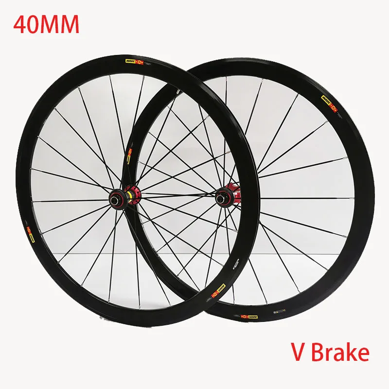 Paquete de ruedas de bicicleta de tracción recta con freno de vuelta en V/C, Etiqueta Negra, 700C, altura de cuadro, 40MM, Cosmic Elite