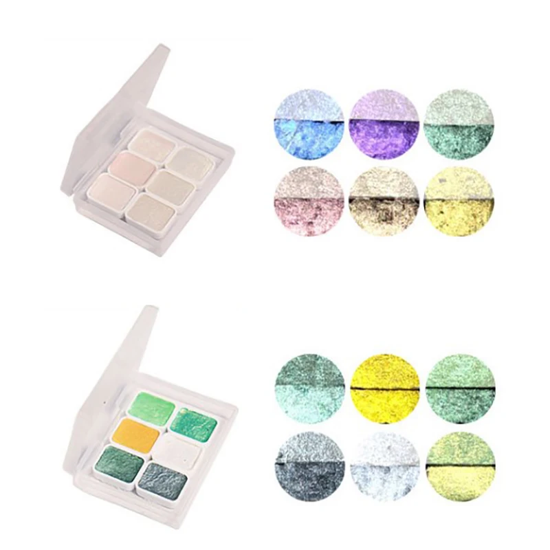 Watercolor Pigment 6 color pearl watercolor pigment solid packaging for traditional Chinese painting Tangka calligraphy color painting