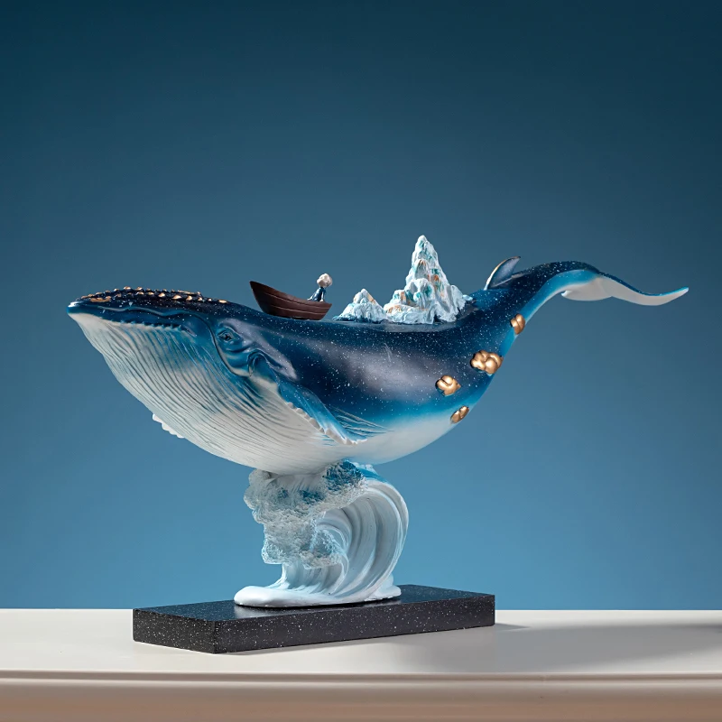 

Light luxury whale ornaments artistic creativity soft decoration high-grade gift fish statue resin furnishing art and craft