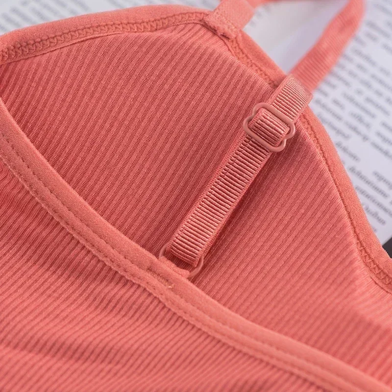 Female Solid Lingerie Wireless Bralette Women Rib Crop Tops Sexy Active Bras No Wire Push Up Bra Intimates Brassiere Underwear 4