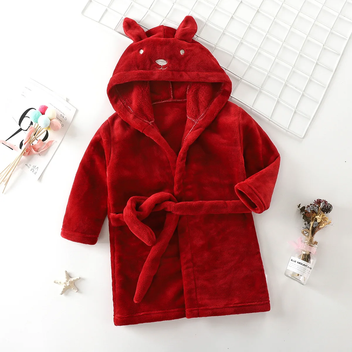 Autumn Winter Children Sleepwear Robe Flannel Thicken Hooded Warm Bathrobe Kids Pajamas Boys Girls Lovely Cartoon Robes2-12Y