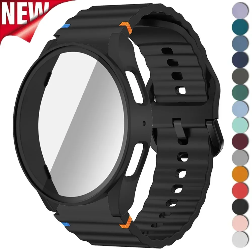 Enhanced Silicone Band and Bumper Case with Tempered Glass Screen Protector