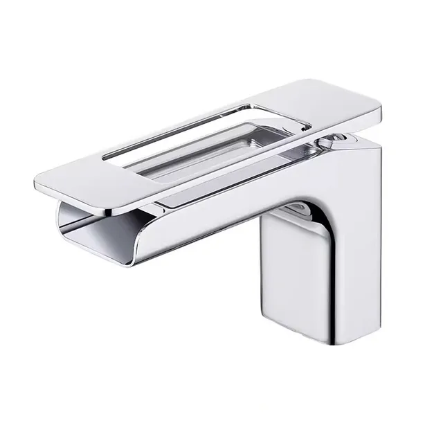 Brushed Gold Brass Mixer,Basin Fcucets,Hot & Cold Sink Waterfall Tap,with LED Temperature Display,Single Handle,Deck Mounted,New 10