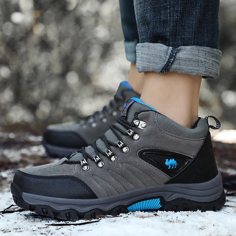 Outdoor Sports Hiking Shoes Men Winter Warm Fur Climbing Trekking Men's Sneakers Waterproof Mountain Camping Hunting Shoes Boots