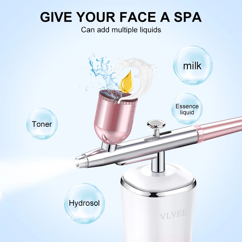 VLVEE Nano Oxygen Injection Instrument Facial hydration device 0.25mm Spray Gun 3 Levels Adjustable Pressure Moisturizing Skin