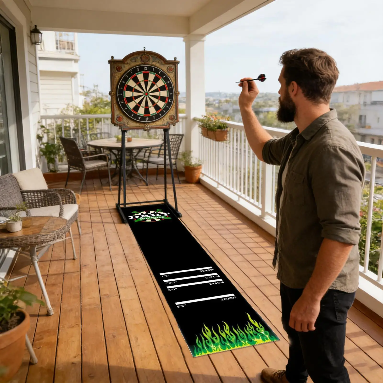 Versatile Anti-Slip Dart Mat with Rubber Granules - 300x34cm