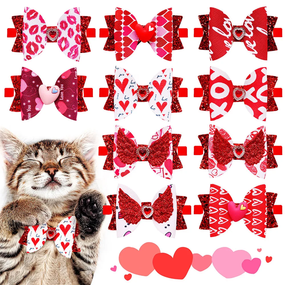 

10pcs Valentine's Pet Bowtie Pet Dog Bowknot Grooming Puppy Supplies Cat Festival Decorate Pet Bows for Small Dog Accessories