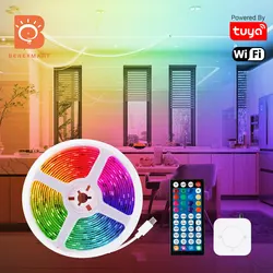 Benexmart Tuya WiFi RGBIC LED Strip Light Dreamcolor Addressable Flexible Tape Christmas Decor TV Backlight Alexa Google Home