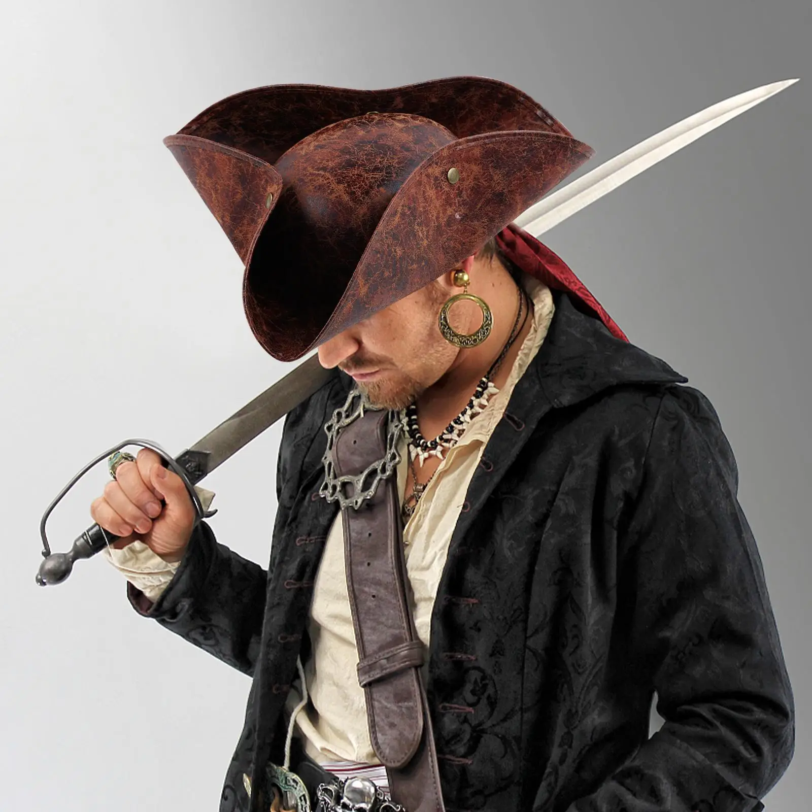 Pirate Hat Captain Hat Faux Leather For Adult Men Women Cosplay Costume Accessories Exquisite Photography Props Cosplay Hat Cosplay Prop Accessories