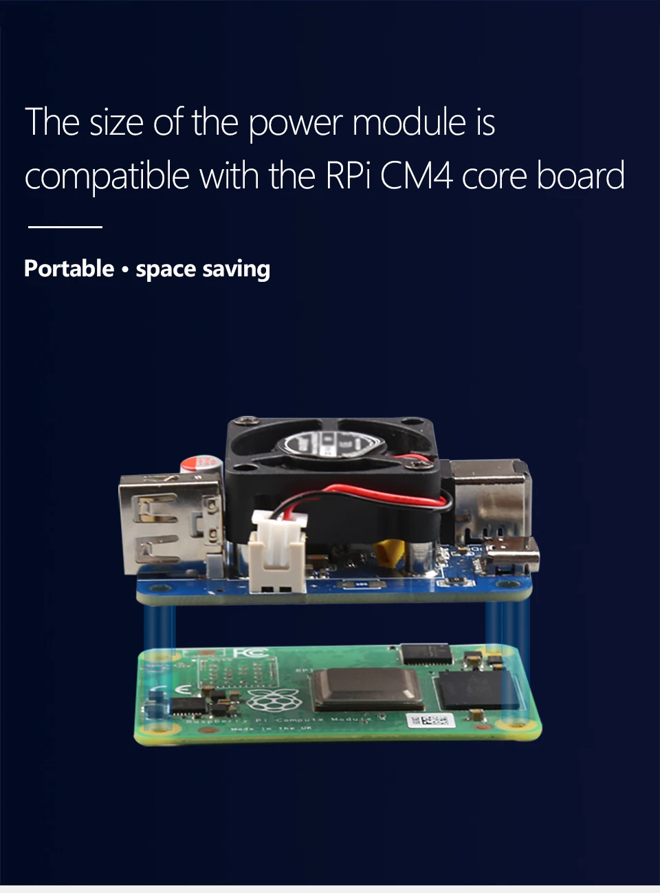 5V5A PD power,USB-C and USB-A dual port Power module for Raspberry Pi5, support