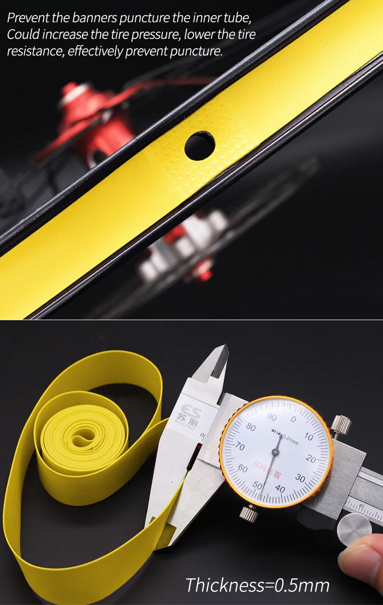 Description Picture 6 of item2pcs Bicycle Rim Strip Tire Liner Inner Tube Protector PVC Rim Tape for 700C 26 27.5 29 Inch MTB Road Bike Anti-Stab Tire Pad