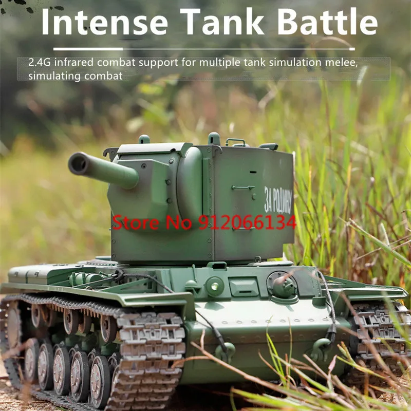 1:16 Soviet KV Series Shoot Bullet  Remote Control Tank 2.4G 320 ° Turret Rotation LED Lighting Heavy Army Electric RC Truck Toy 4