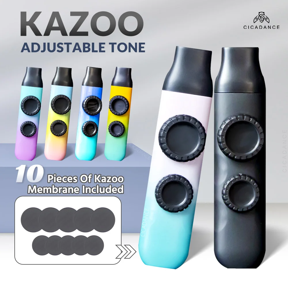 Double Hole Design Kazoo Gradient Color Double Film Dazzling Color Kazoo Portable Musical Instruments Guitar Accompaniment Gifts