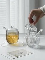 Honey Glass Jar Syrup Jam Storage Jar Storages Jar with Lid Mixing Rod Honey Jars Kitchen Storages Tools Food Storage Containers 2