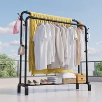 Floor Standing Clothes Rack Modern Simplicity Multifunction with Hooks Clothes Hanger Removable Double Row Household Coat Hanger 2